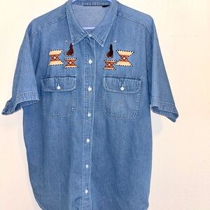 Southwestern style women’s denim shirt